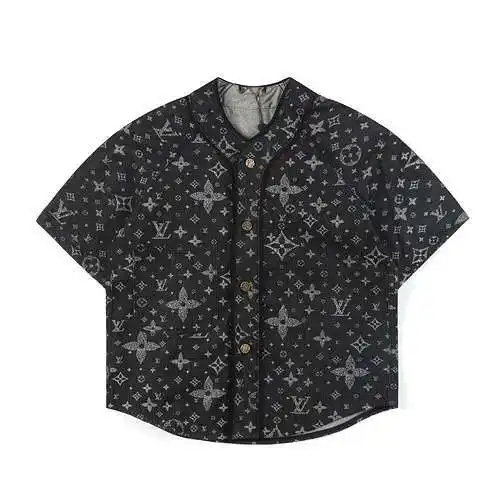 Louis Vuitton Camisa de béisbol de mezclilla presbicia con estampado integral 1V 24SS