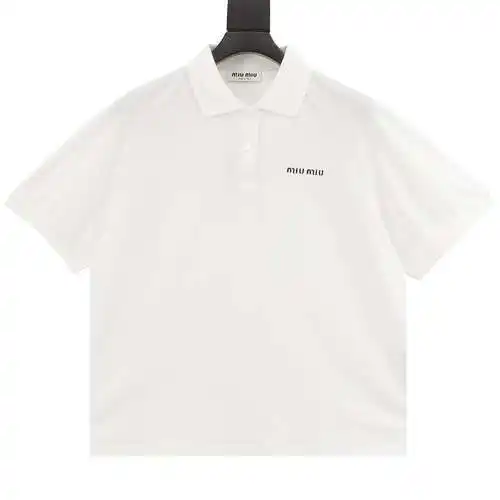 MIUMIU Miu Miu MM 24 nuevo estilo polo de manga corta de algodón piqué bordado pequeño