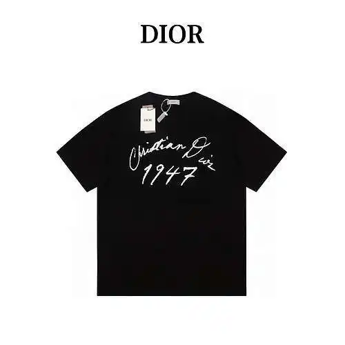Camiseta con letras CD Dior 1947 de alta calidad.