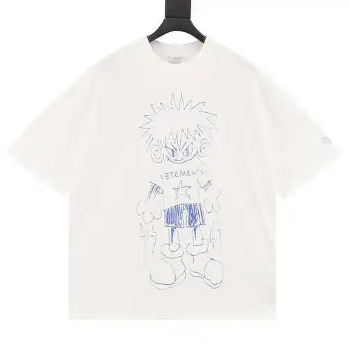VETEMENTS 24ss crayon graffiti estampado manga corta