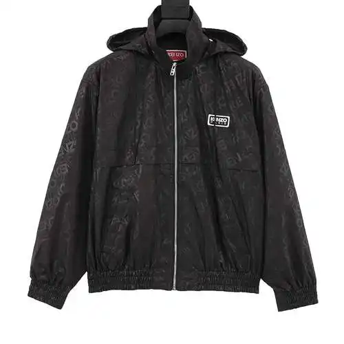 Chaqueta cortavientos con cremallera y capucha oculta con letras estampadas completas de la serie co