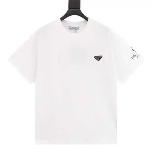 PRD Prada camiseta de manga corta con logo grande y triángulo de manga única