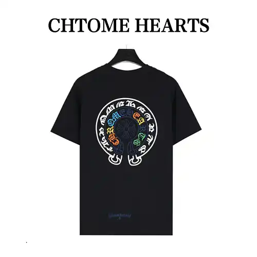 CH Crow Heart Camiseta de manga corta con parche cruzado colorido y corazón de cuervo