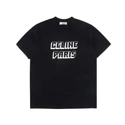 Camiseta de manga corta con estampado de letras tridimensionales CE Celine CE 24SS