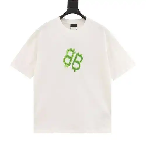 Camiseta manga corta BLCG 24ss verde fluorescente doble B pintada a mano
