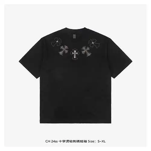 Mangas cortas bordadas con diamantes calientes cruzados CH 24ss