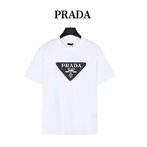 Camiseta de manga corta con estampado de letras y logo triangular PRD/Prada 24ss
