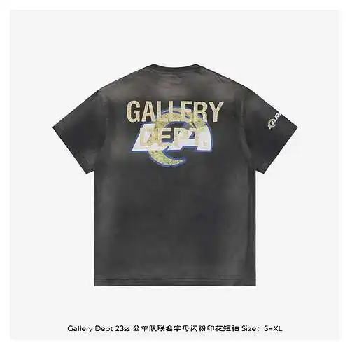 GD 23ss Rams manga corta con estampado de purpurina y letras conjuntas