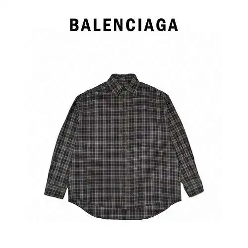 BLCG/Balenciaga 24ss camisa oversize de manga larga a cuadros claros azul y verde