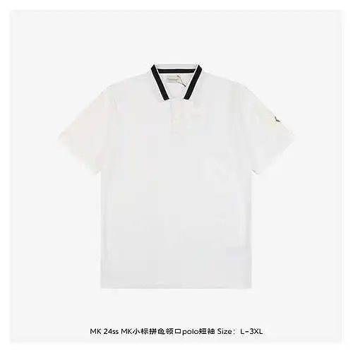 MK 24ss MK polo de manga corta con cuello bloque de color y etiqueta pequeña
