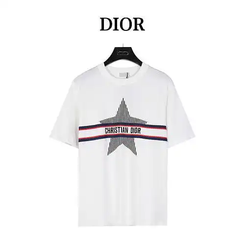 Camiseta de manga corta con cinco estrellas y estampado vertical clásico CD/Dior