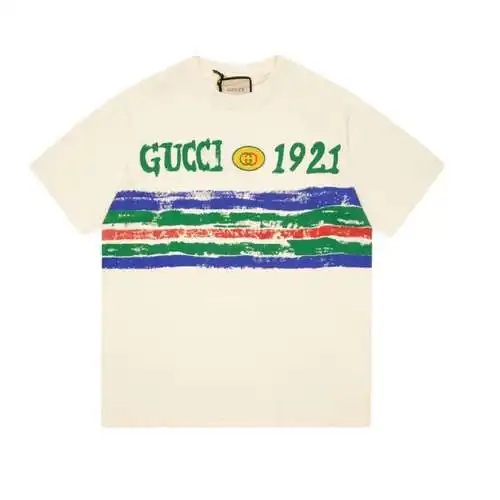 Camiseta de manga corta a rayas con graffiti pintada a mano de la serie 1921 de edición limitada GC/