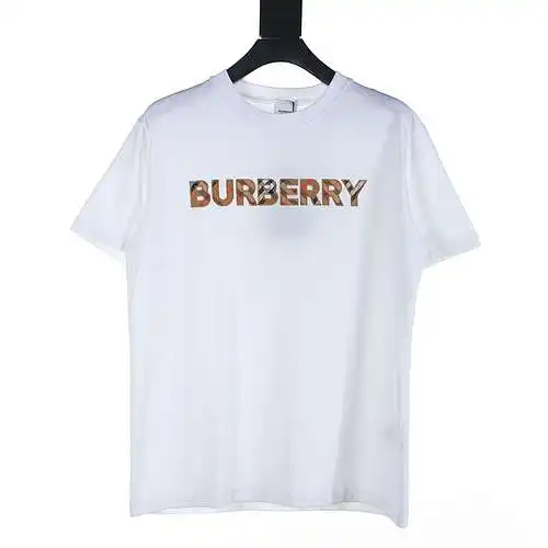 Burberry Camiseta de manga corta con bordado de cuadros y letras BBR