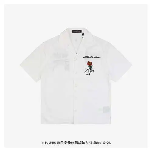 ◇Camisa de manga corta bordada con letras florales 1v 24ss