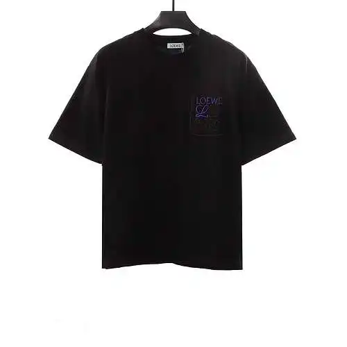 LE Loewe logo color block manga corta negro