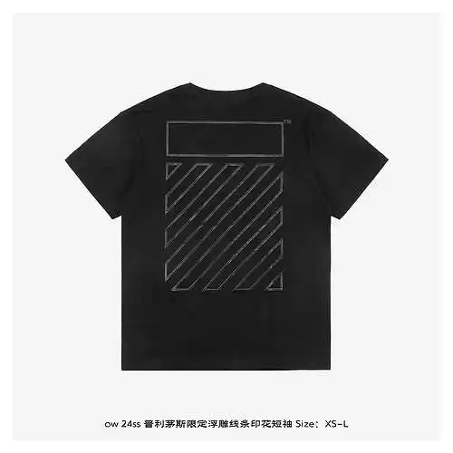 OW 24ss Plymouth manga corta con estampado de líneas en relieve limitado