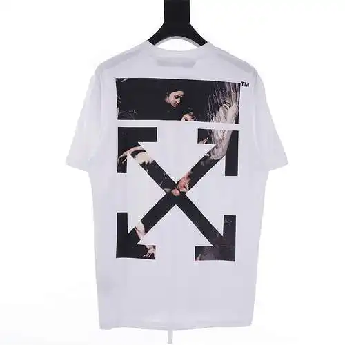 Camiseta de manga corta con estampado de alas de ángel religioso OW