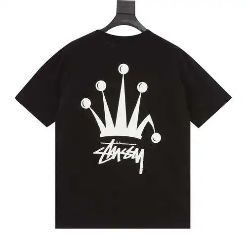 Stu*ssy Camiseta manga corta Stuxi 24SS con estampado de coronas