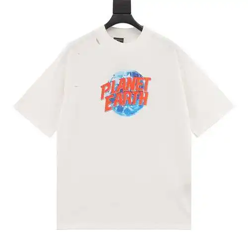 BLCG 24SS Camiseta de manga corta con lavado desgastado y estampado Earth