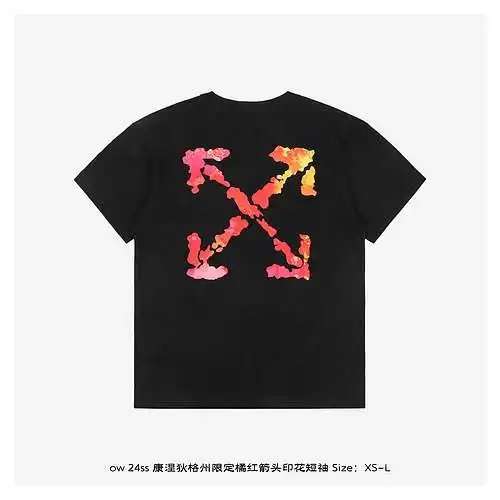 OW 24ss Connecticut manga corta con estampado de flecha naranja limitada