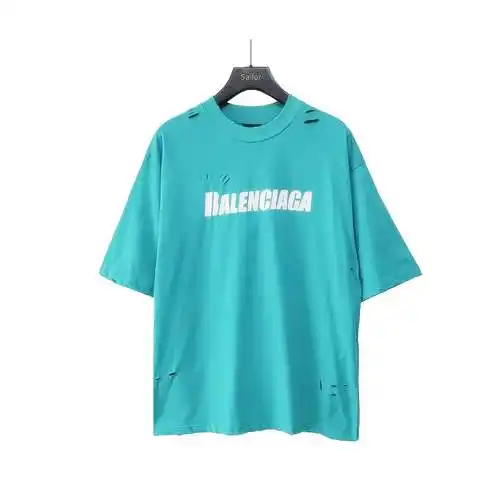 Balenciaga BLCG lavado, logotipo dañado roto de manga corta