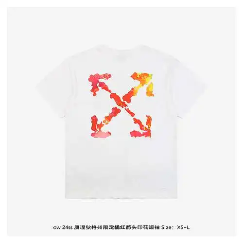 OW 24ss Connecticut manga corta con estampado de flecha naranja limitada