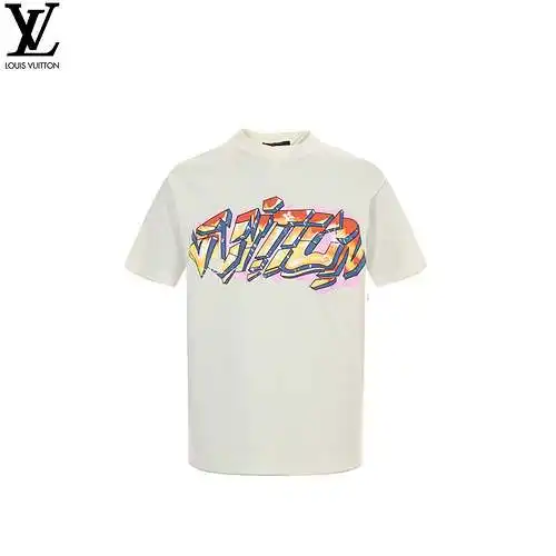 Camiseta de manga corta con estampado de letras de llamas LV/Louis Vuitton