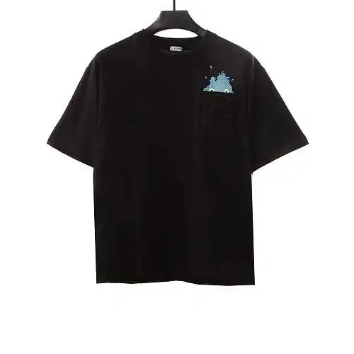 LE Loewe pequeña llama bordada manga corta negro