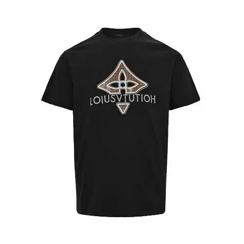 LV/Louis Vuitton 24ss hot Diamond presbicia letra logo manga corta