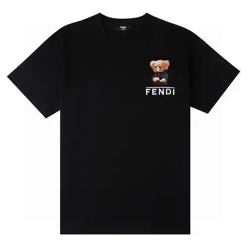 Fendi/FD novedad de verano, camiseta de manga corta con cuello redondo bordado con cepillo de diente
