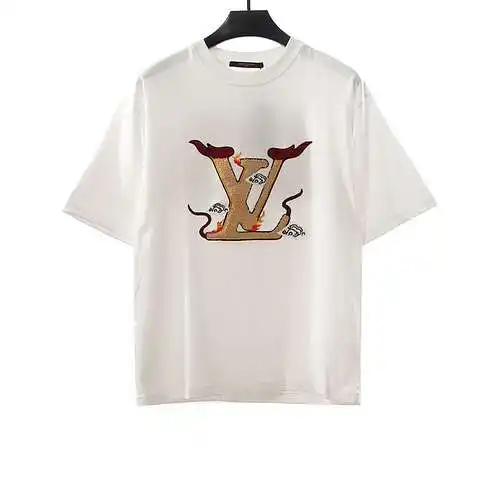 Letra LV rizo bordado manga corta blanco