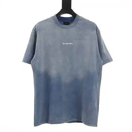 Balenciaga BLCG Camiseta de manga corta con bordado de letras lavadas y copos de nieve fritos con te