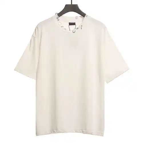 BLCG Balenciaga desgastado lavado perforado manga corta blanco