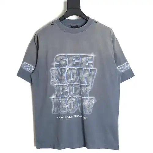 BLCG Balenciaga 24SS camiseta de manga corta con estampado de letras de rombos