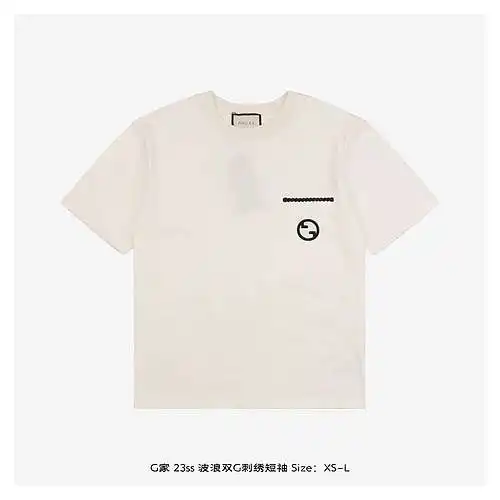 G Home 23ss manga corta bordada con doble G ondulada