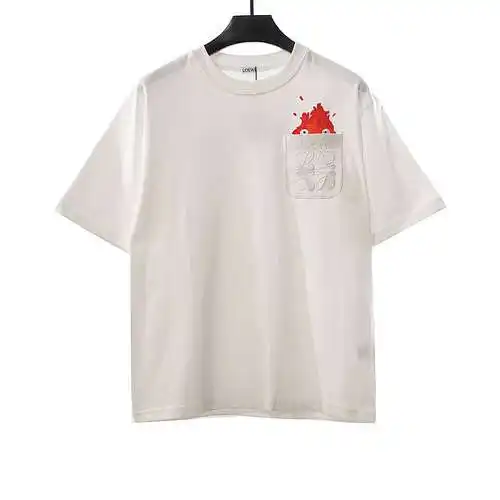 LE Loewe pequeña llama bordada manga corta blanco