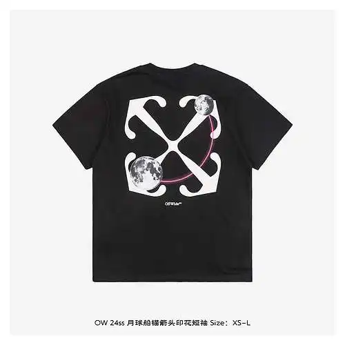 OW 24ss Manga corta con estampado de flechas y ancla lunar