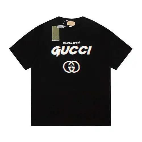 G Gucci 24ss Primavera y Verano Phantom Letter Manga Corta Negro