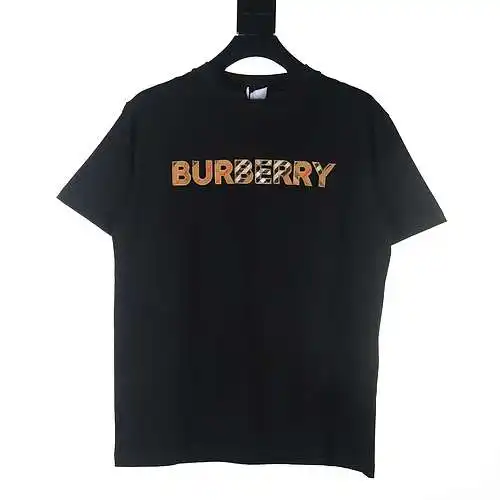 Burberry Camiseta de manga corta con bordado de cuadros y letras BBR