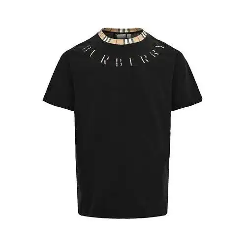 BBR/Burberry 24ss cuello a cuadros costura letra bordada manga corta