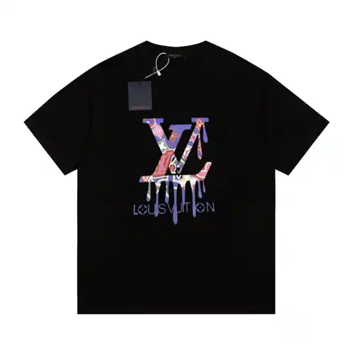 Camiseta de manga corta con letras tridimensionales disueltas LV Louis Vuitton 24ss