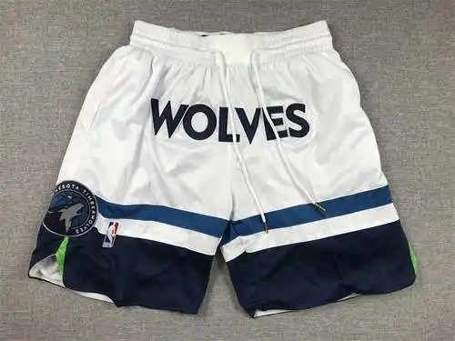 Timberwolves pantalones blancos regulares con bolsillos bordados densos