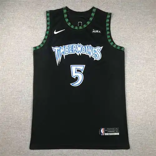 Timberwolves No. 5 Anthony Edwards Edición Retro Negro