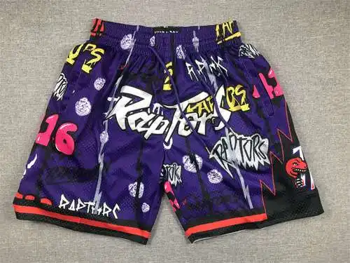 Raptors Bolsillo Pantalones Cremallera Graffiti Púrpura