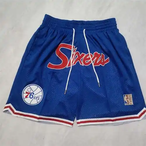 Pantalones con cremallera y bolsillo retro azul de los 76ers