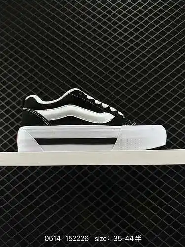3 Vans Knu Skool zapatos de pan retro en blanco y negro zapatos gordos nuevos informales de corte ba