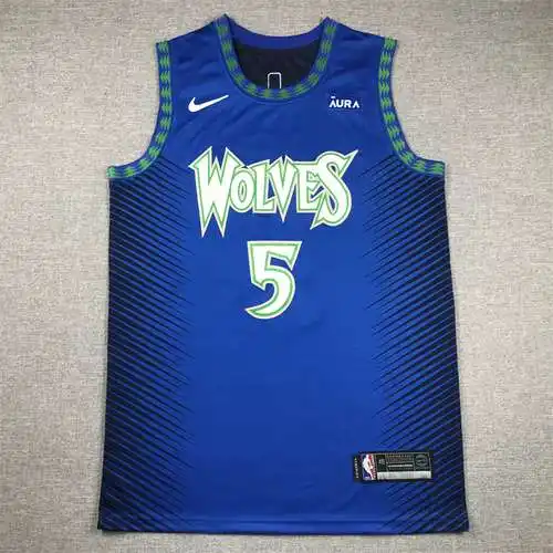 Timberwolves No. 5 Anthony Edwards City Edition Azul oscuro