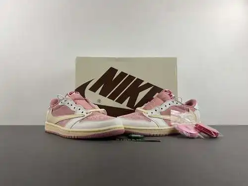 Etiqueta verdadera R. jordandan 1.ª generación Travis Scott x Air Jordan 1 Low OG, camiseta baja rec