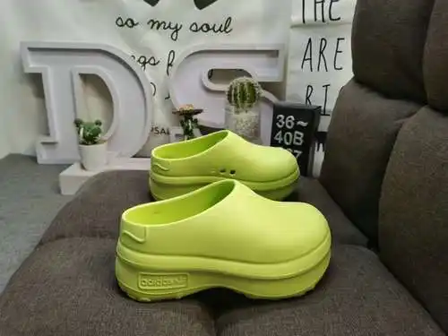 267Dadidas Adifom Stan Mule trébol zapatillas casuales de suela gruesa, zapatos que realzan, materia
