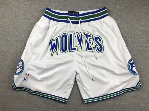 Pantalones de bolsillo justdon Timberwolves pantalones de baloncesto blancos clásicos